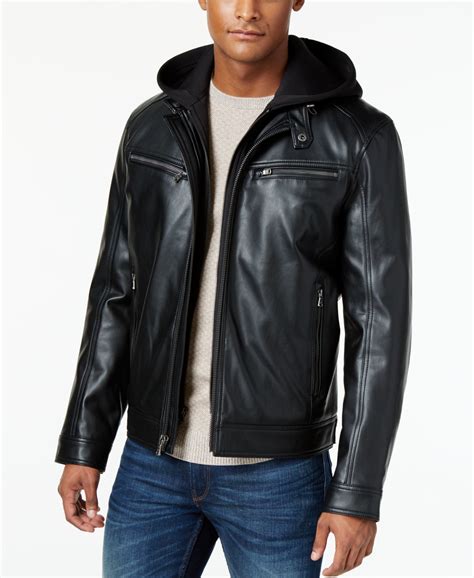 michael kors leather jacket mens|michael kors faux leather jacket.